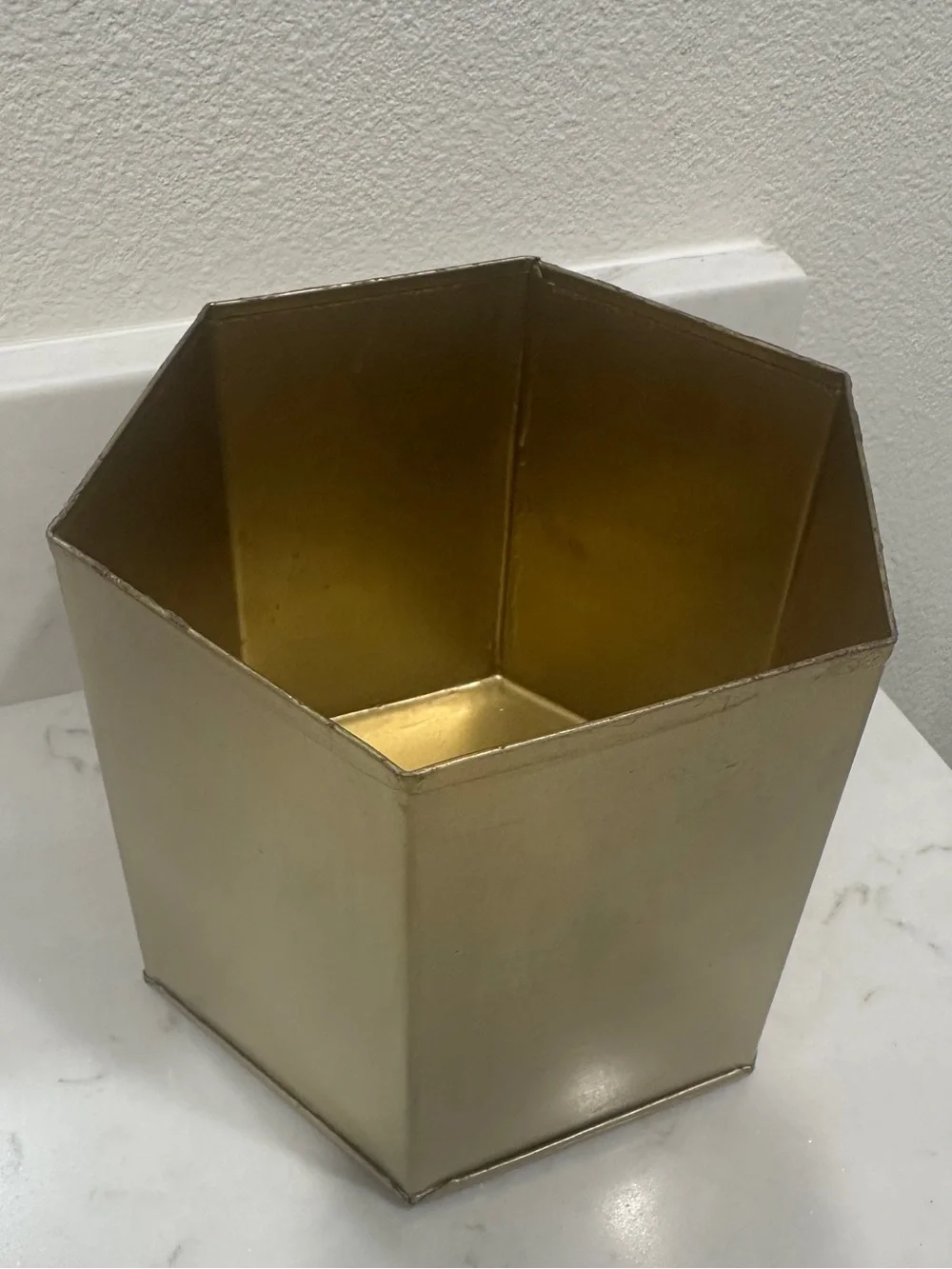 Gold Hexagonal Metal Planter - Modern Home Accent